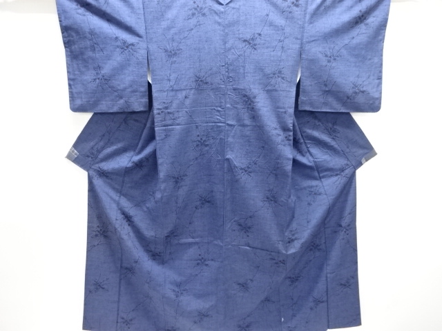 JAPANESE KIMONO / ANTIQUE KIMONO / SILK / TSUMUGI / WOVEN BRANCH FLOWER